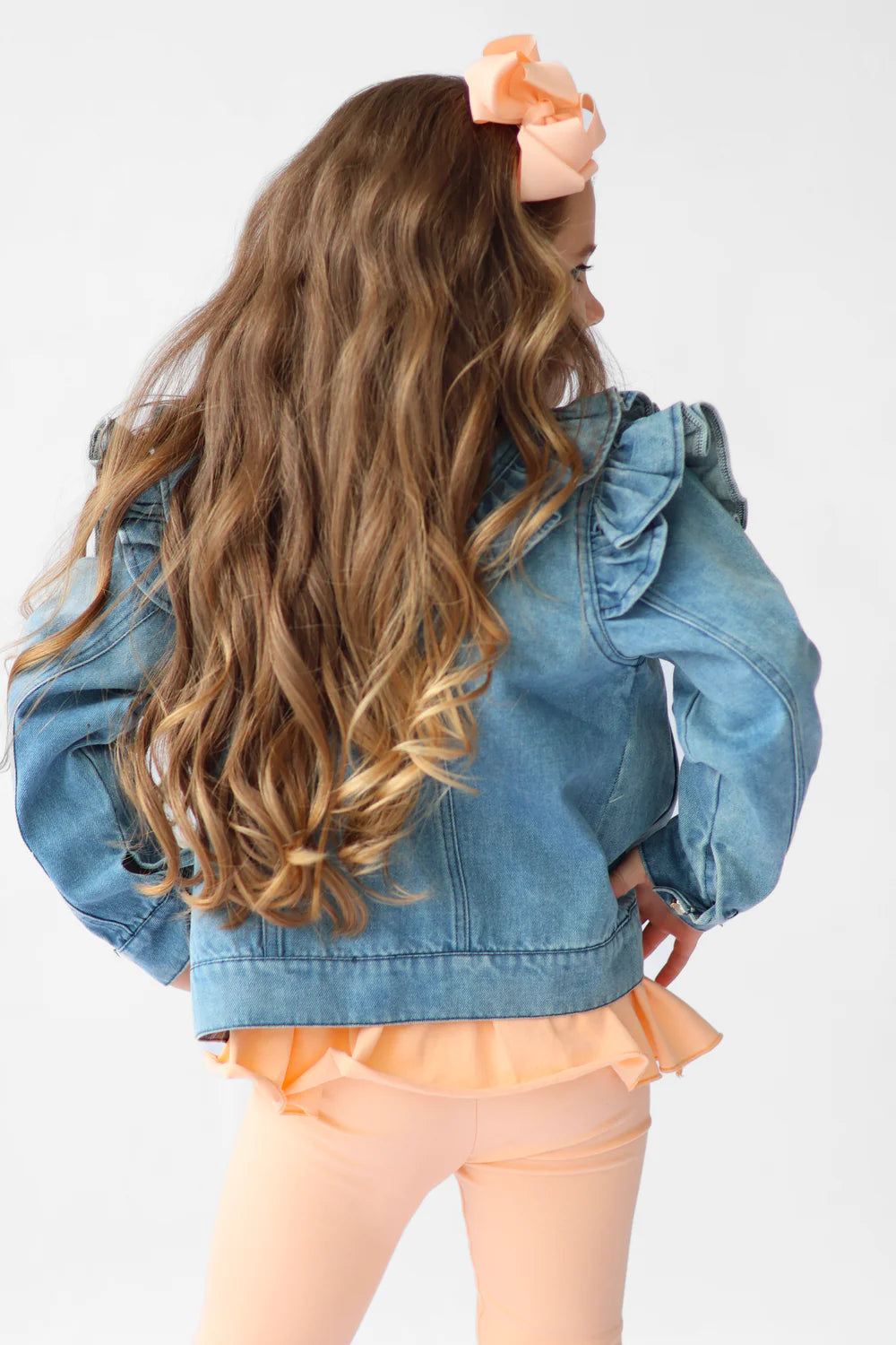 Harris Kids "Georgia" Girls Denim Frilly Jean Jacket