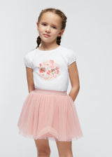 Mayoral Girls Top & Tulle Skirt Set - 3953 - Nude Pink