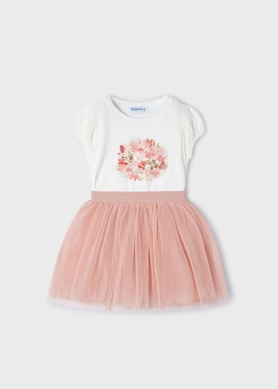 Mayoral Girls Top & Tulle Skirt Set - 3953 - Nude Pink