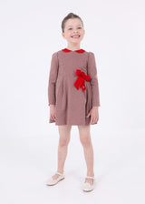 Mayoral Long Sleeved Red Dog Tooth Dress - 4916 - Red