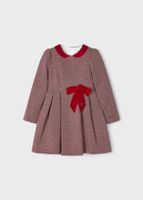 Mayoral Long Sleeved Red Dog Tooth Dress - 4916 - Red