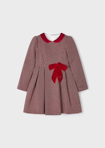 Mayoral Long Sleeved Red Dog Tooth Dress - 4916 - Red