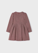 Mayoral Long Sleeved Red Dog Tooth Dress - 4916 - Red