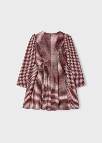 Mayoral Long Sleeved Red Dog Tooth Dress - 4916 - Red