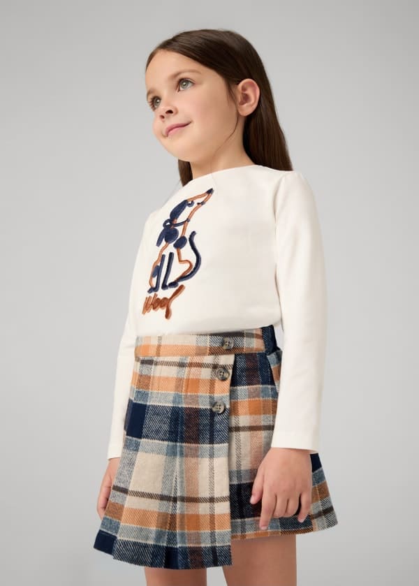 Mayoral Girls Checked Skort & Long Sleeved Top - 4065 & 4909