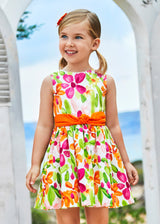 Mayoral Girls Bright Coloured Dress With Bow Back - 3919