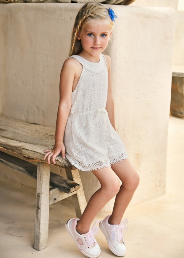 Mayoral Girls Guipure Playsuit - 3862 - Ivory/Cream
