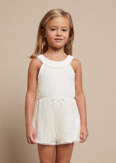 Mayoral Girls Guipure Playsuit - 3862 - Ivory/Cream