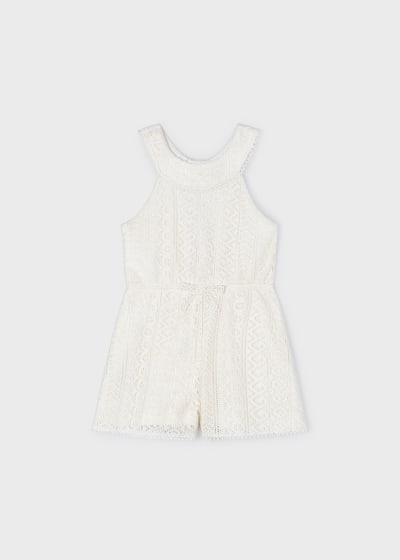 Mayoral Girls Guipure Playsuit - 3862 - Ivory/Cream