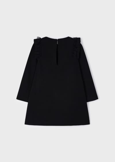 Mayoral Long Sleeved Black And White Dog Tooth Dress - 4921 - Black