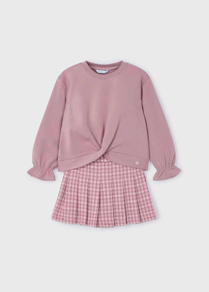 Mayoral Girls Dusky Pink Jacquard Shorts & Jumper Set - 4220