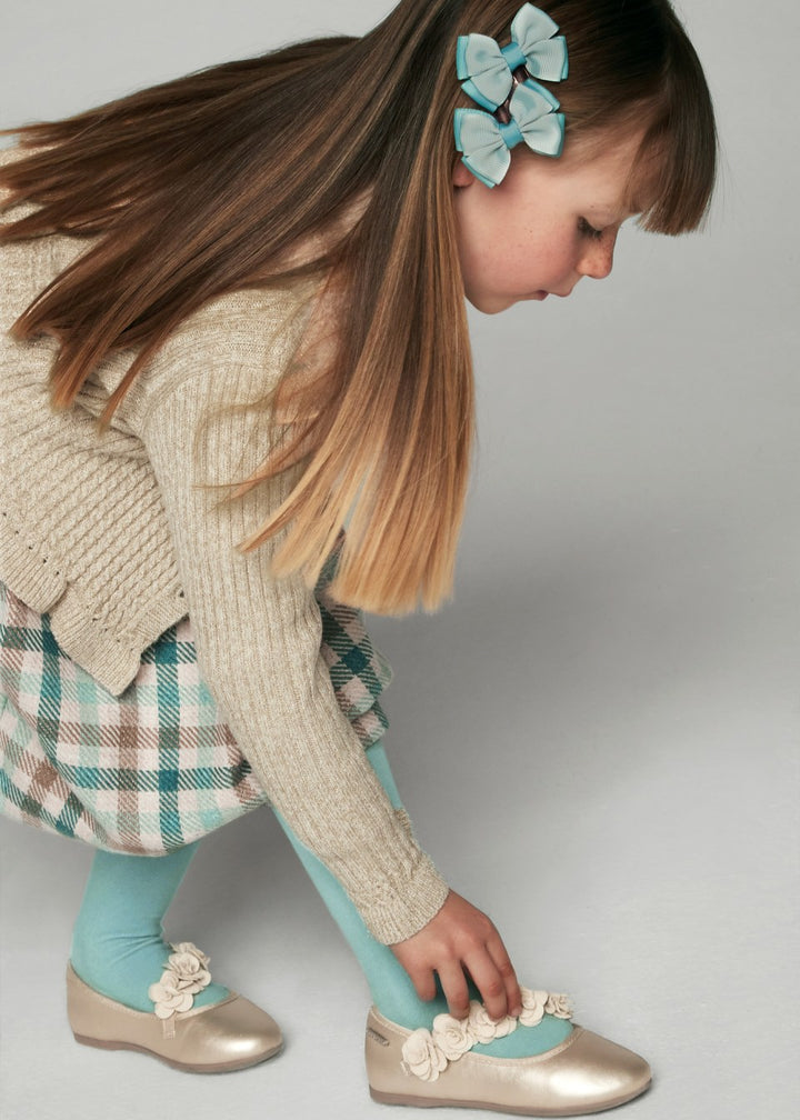 Mayoral Girls Tricot Cardigan with Fur Collar - Champagne/Gold - 4362