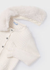 Mayoral Girls Tricot Cardigan With Fur Collar -4362 - Cream - Milk Vig