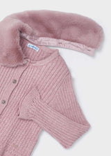 Mayoral Girls Tricot Cardigan with Fur Collar - Rosado - Pink - 4362