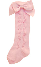 "Grazia" Girls Knee High Pink Bow Socks