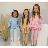 Harris Kids Hallie Girls Frilly Bow Tracksuit Beige