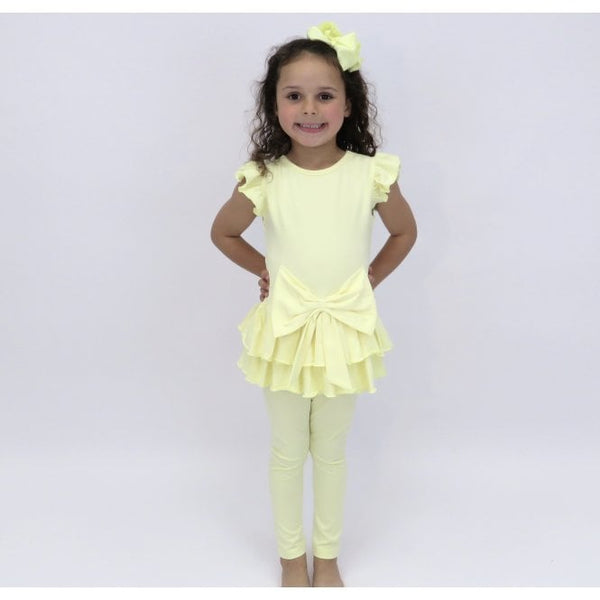 HARRIS KIDS "Harper" Girls Ruffle Bow Tracksuit - Lemon