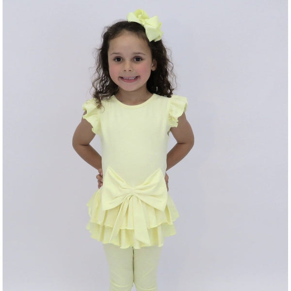 HARRIS KIDS "Harper" Girls Ruffle Bow Tracksuit - Lemon