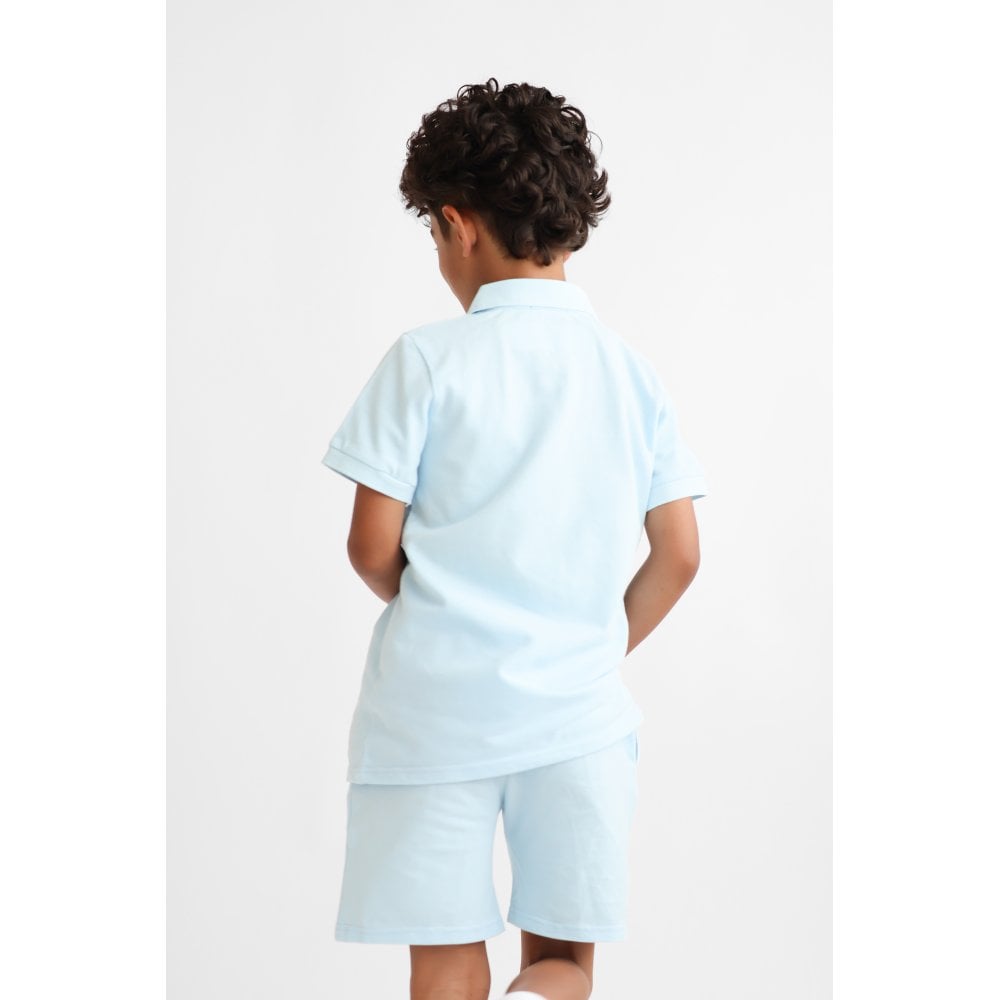 "Hayden" Boys Smart Polo Short Set - Blue