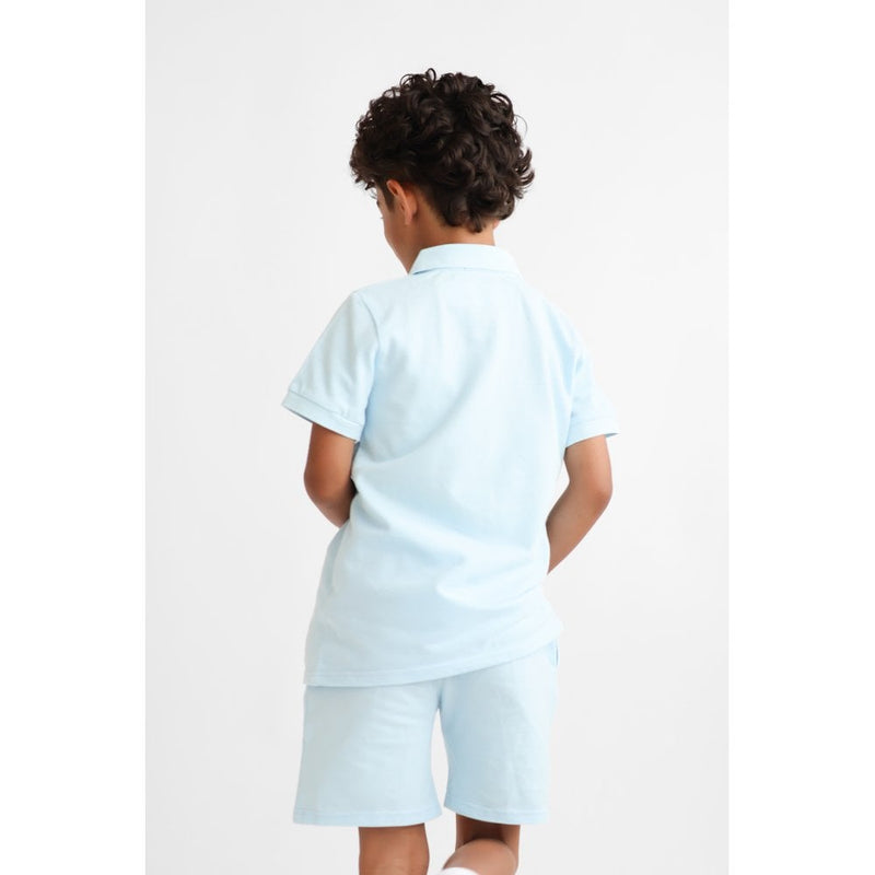 "Hayden" Boys Smart Polo Short Set - Blue