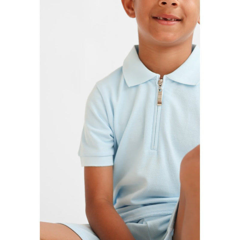 "Hayden" Boys Smart Polo Short Set - Blue
