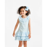 Harris Kids "Hazel" Girls Frilly Polo Dress - Blue