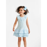 Harris Kids "Hazel" Girls Frilly Polo Dress - Blue
