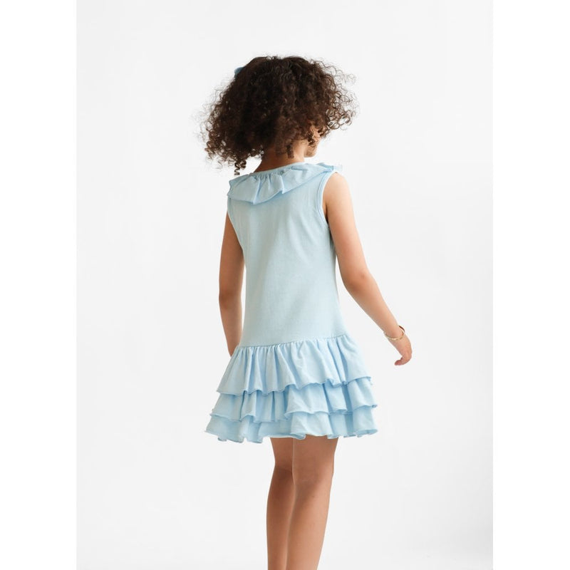 Harris Kids "Hazel" Girls Frilly Polo Dress - Blue
