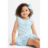 Harris Kids "Hazel" Girls Frilly Polo Dress - Blue