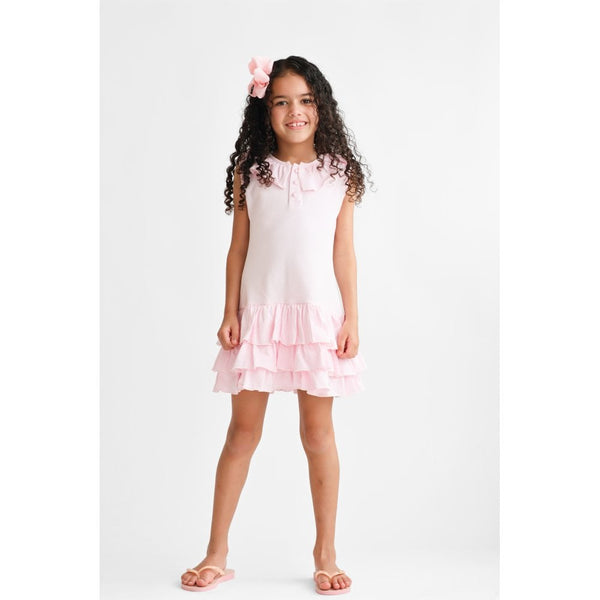 Harris Kids "Hazel" Girls Frilly Polo Dress - Pink