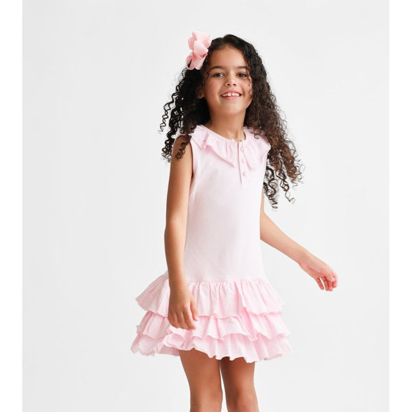 Harris Kids "Hazel" Girls Frilly Polo Dress - Pink