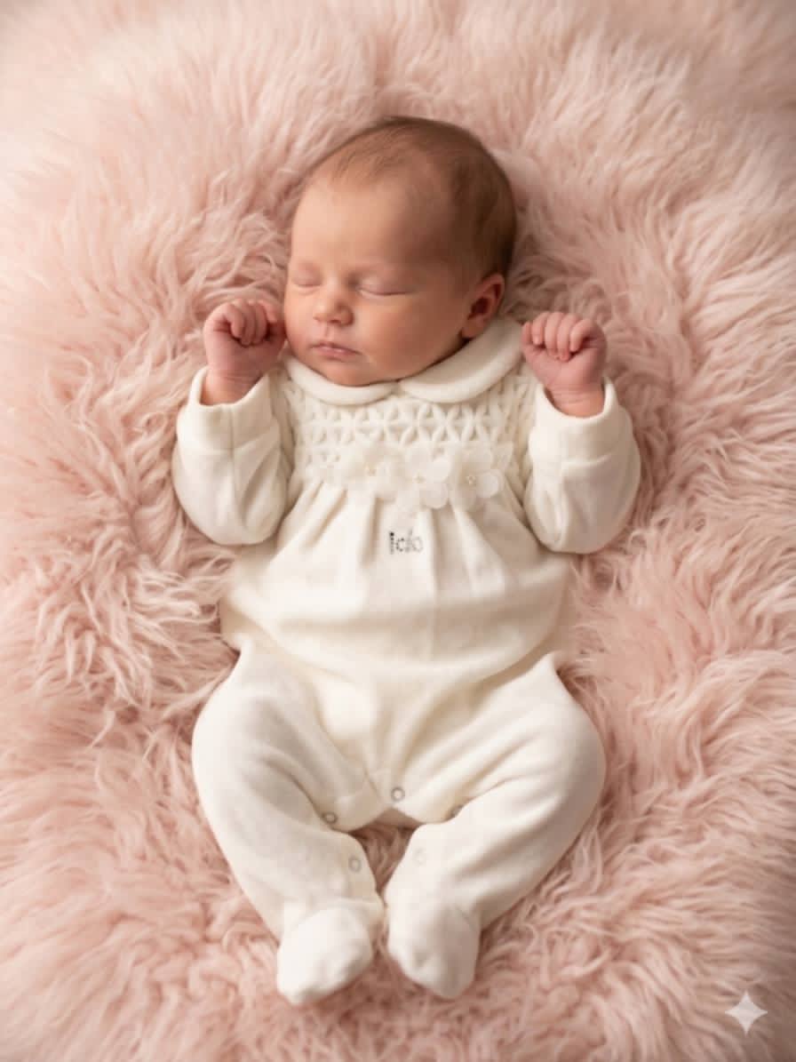 IDO by MINICONF Baby Girls Velour Sleepsuit