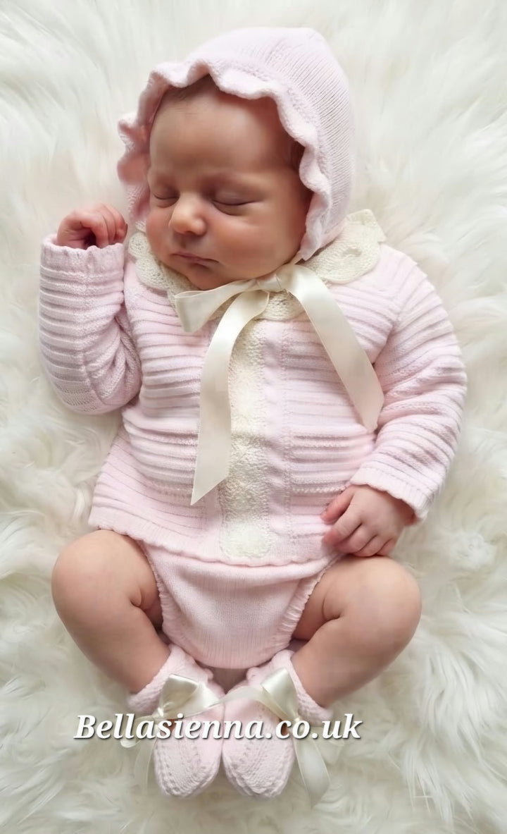 ilusion Pink And Cream Lace Four Piece Set 9041
