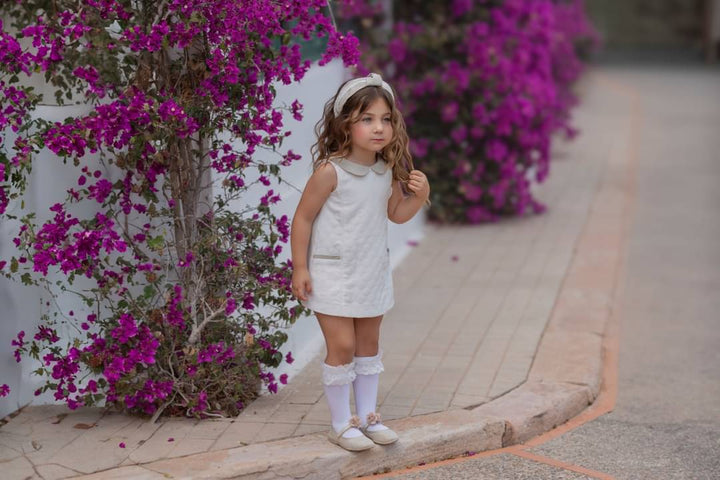 Miranda Girls White & Beige Dress - 227/V