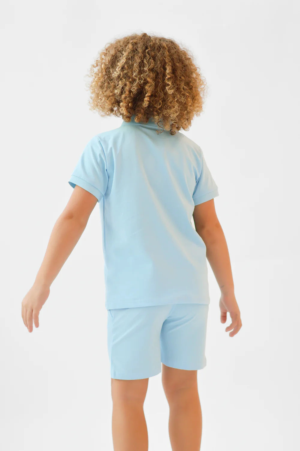 Harris Kids "Jay" Boys Plain Zip Up Polo Short Set - Blue