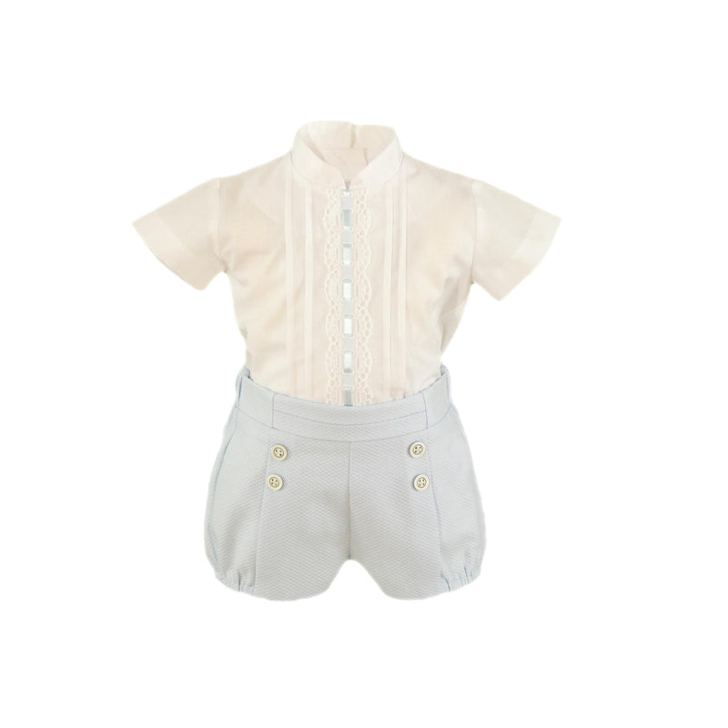 Miranda Baby Boys White & Blue Two Piece Set - 24 23