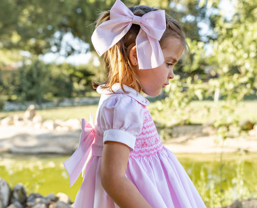 Naxos Pink Hair Bow To Match The Smocked Dress