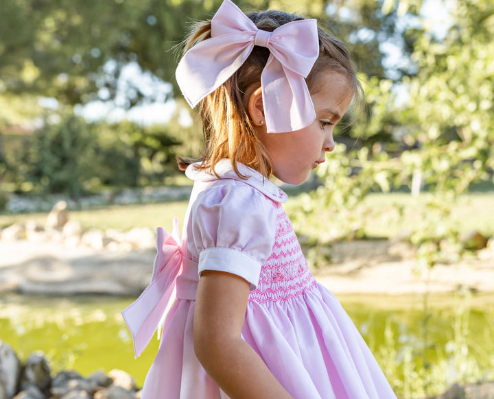 Naxos Pink Hair Bow To Match The Smocked Dress