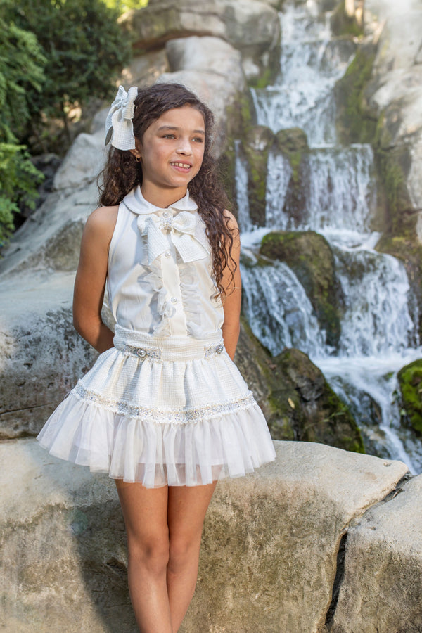 Naxos Cream Chanel Tweed Hair Bow