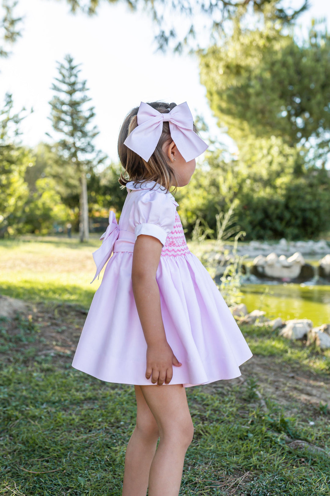 Naxos Pink Hair Bow To Match The Smocked Dress
