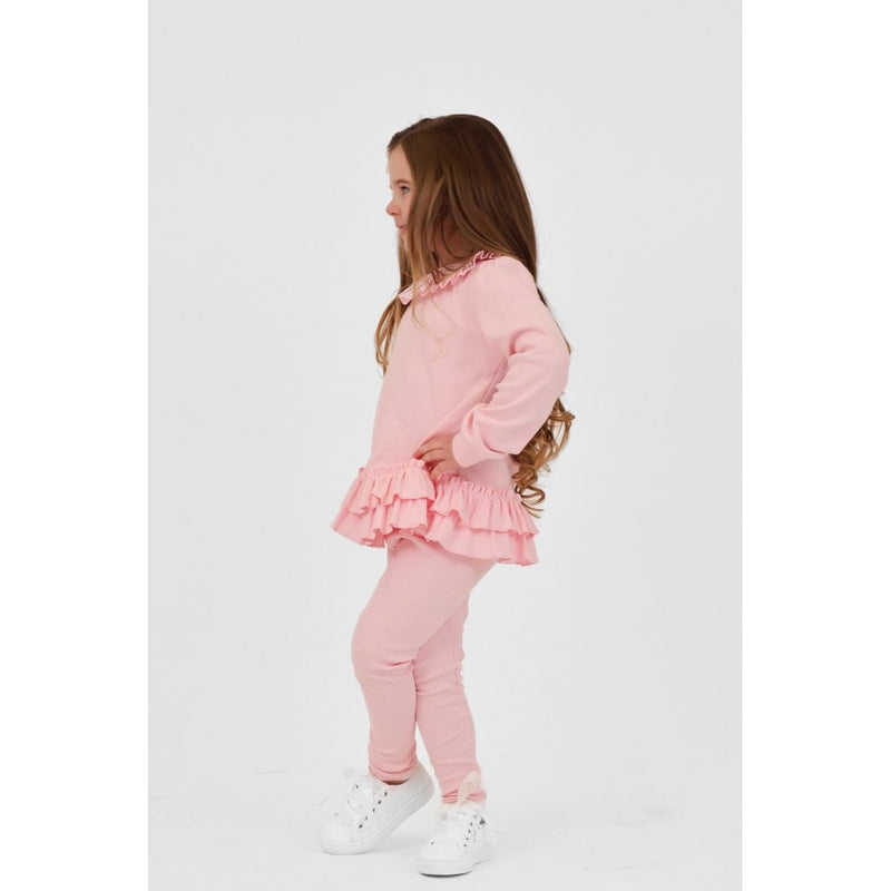 Harris Kids "Leah" Girls Frilly Neck Legging Tracksuit Pink