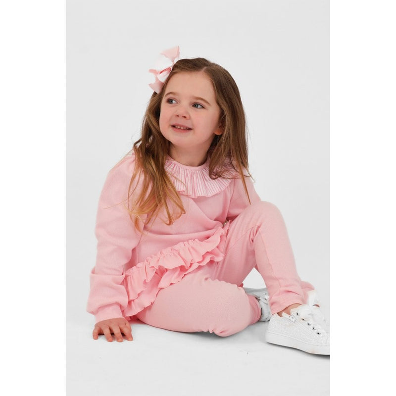 Harris Kids "Leah" Girls Frilly Neck Legging Tracksuit Pink