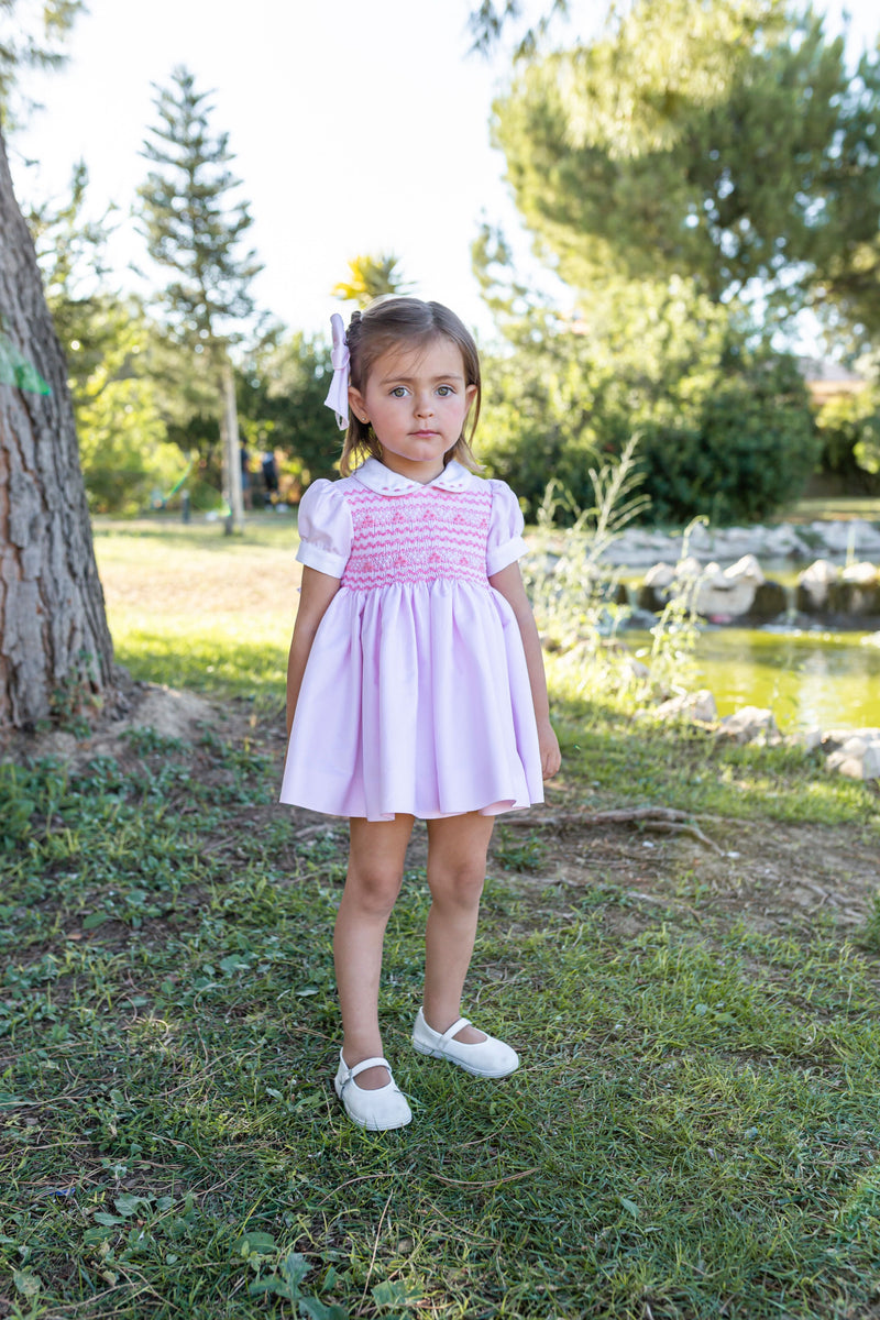 Naxos Pink Hand Smocked Dress - 7530