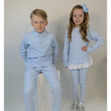 HARRIS KIDS "Luca" Blue Boys Ribbed Polo Tracksuit Set