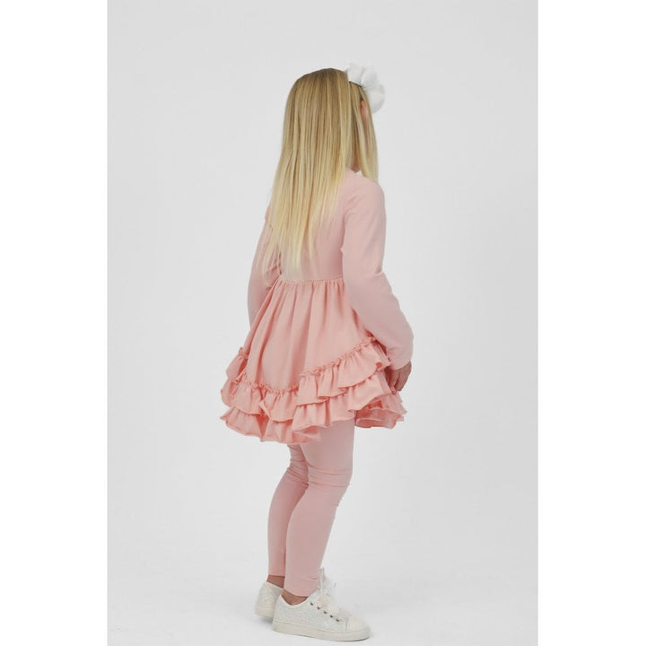 Harris Kids "Mae" Girls Frilly Legging Tracksuit - Pink
