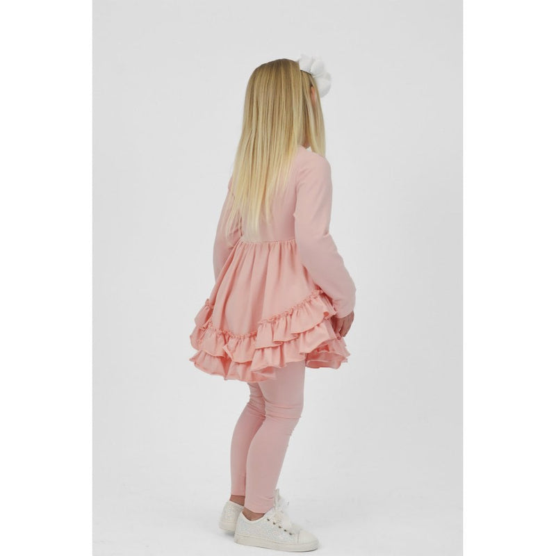 Harris Kids "Mae" Girls Frilly Legging Tracksuit - Pink