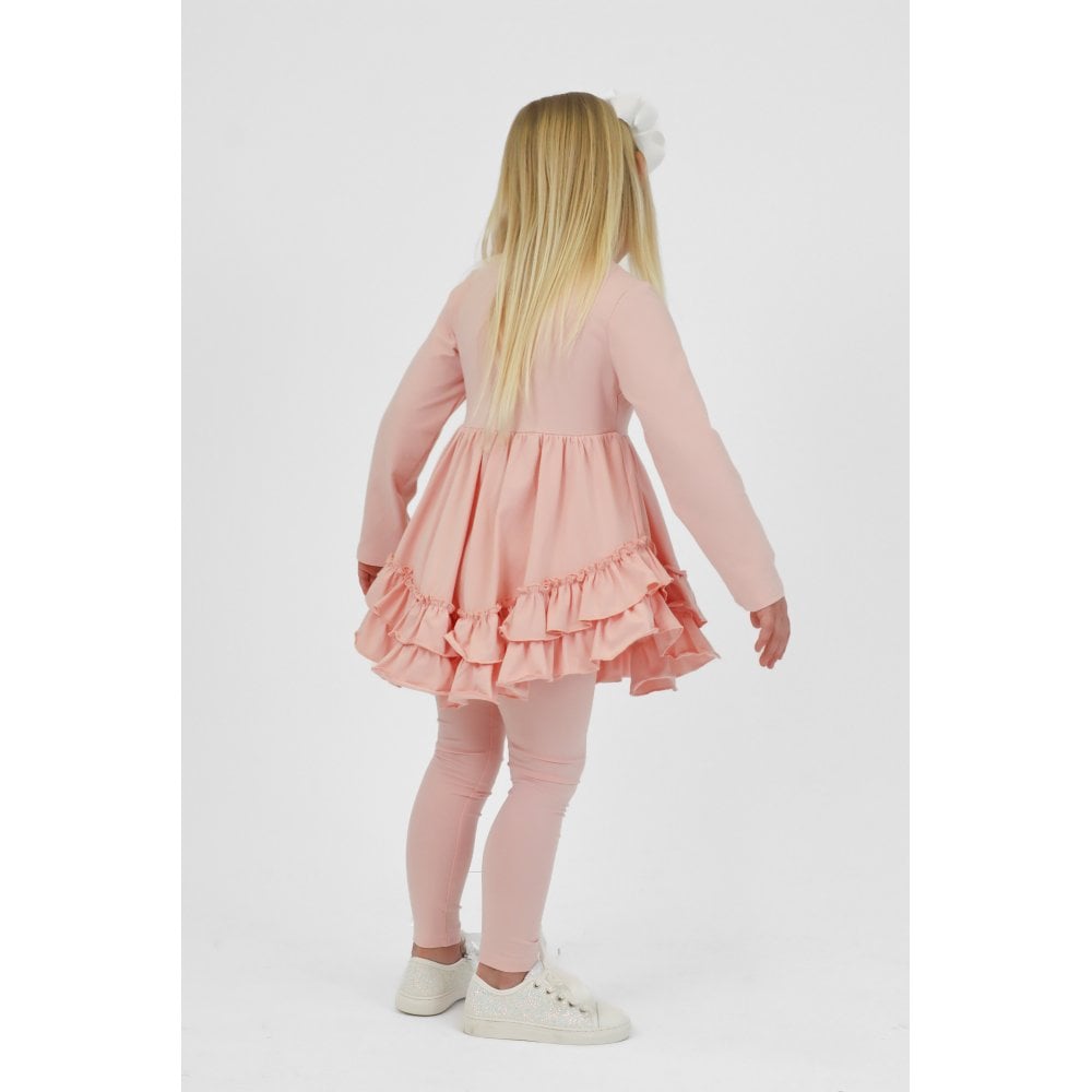 Harris Kids "Mae" Girls Frilly Legging Tracksuit - Pink