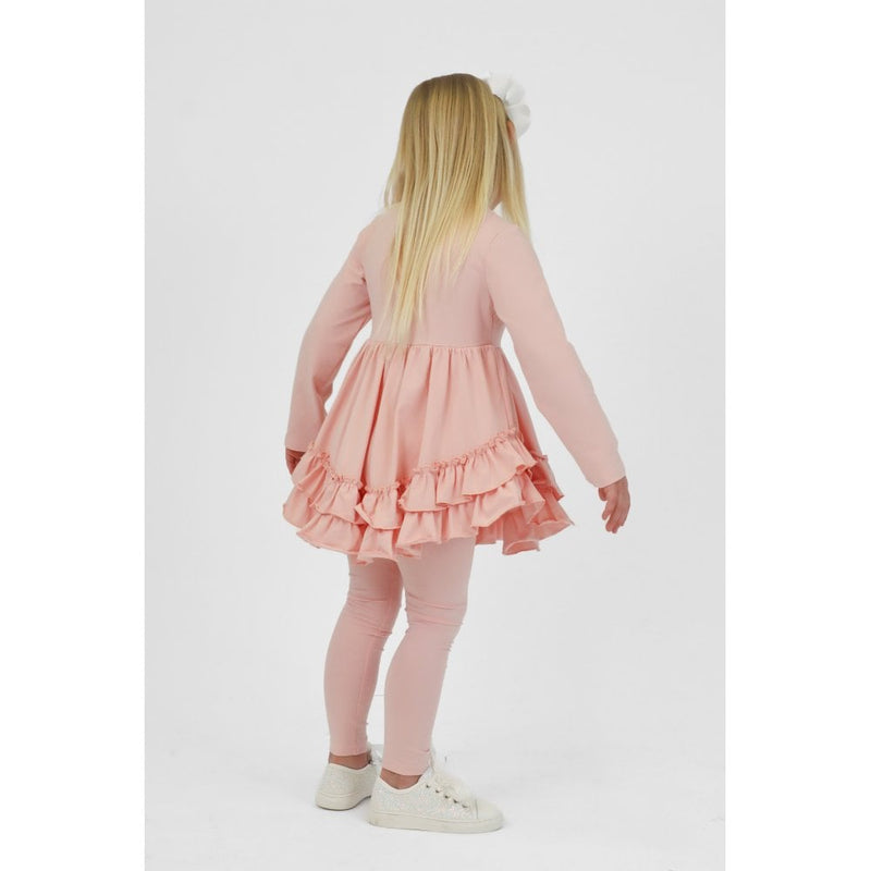 Harris Kids "Mae" Girls Frilly Legging Tracksuit - Pink
