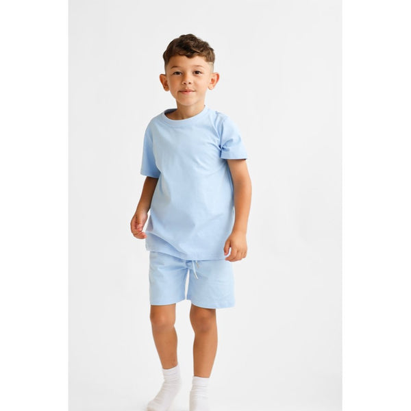 "Marco" Boys Plain T-Shirt and Short Set Blue