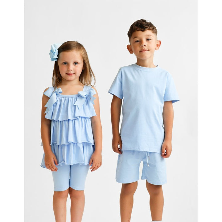 "Marco" Boys Plain T-Shirt and Short Set Blue